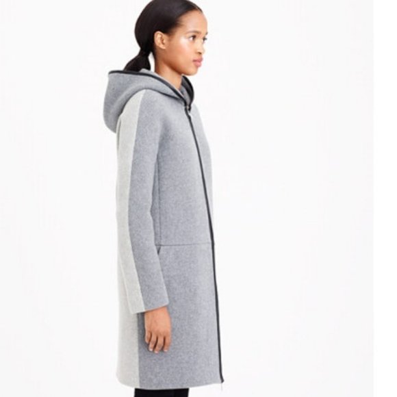 J. Crew Stadium-cloth Hooded Zip Coat in Colorblock - Picture 6 of 14
